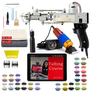 Dabline Rug Tufting Gun Kit – Complete Tufting Supplies Including 2 in 1 Cut & Loop Pile Rug Tufting Gun, Carpet Trimmer, Tufting Cloth, Backing Cloth, 20 Color Yarns, Tools & Accessories