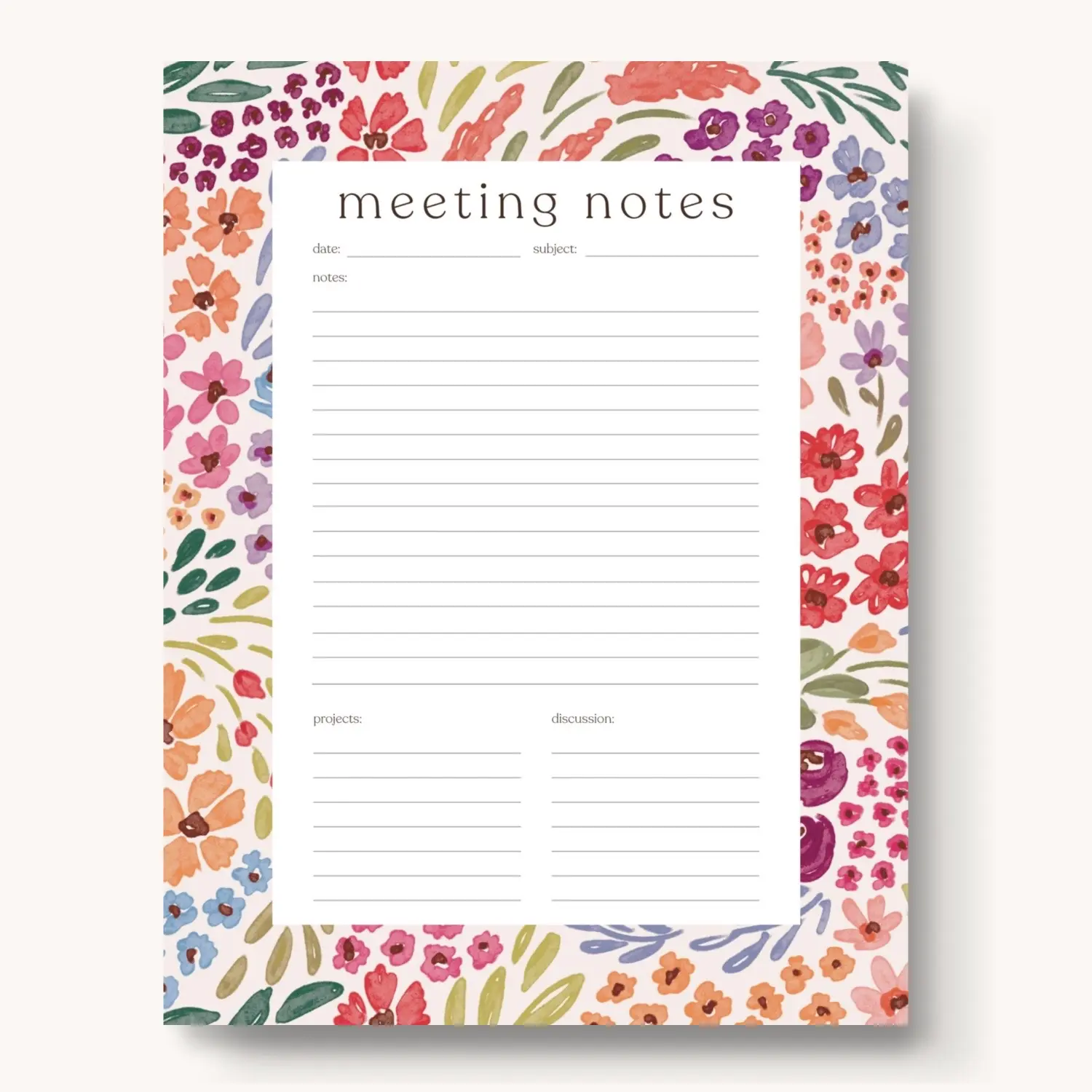 Meeting Notes Notepad | 50 Pages | 11x8.5" | Office Supplies Stationery