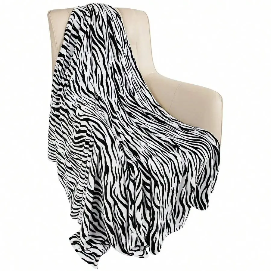 Zebra Print Soft Throw Blanket - Animal Print, Chic Style, Cloud Soft, Dreamy Fuzzy Lightweight Warm Elastic Breathable Cozy Blanket for Couch, Bed, All-Season Home Decor, Animal Print Blankets, Chic Style Blankets