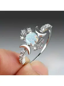 Elegant, luxurious, fashionable, creative smooth double moon edge circular women's ring suitable for daily parties, events, banquets, engagements, jewelry, holiday gifts