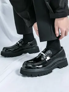 Men's Thick Sole Penny Loafers, Slip-On Formal Shoes, Business Casual, Anti-Slip, British Style, Perfect for Daily Wear, Parties, Weddings
