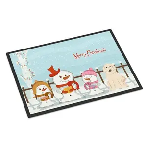 212 MAIN Christmas Scene Great Pyrenees Carolers Indoor-Outdoor Mat, 18x0.25x27 in., Fade-Resistant, Permanently Dyed, Rubber-Backed Indoor Outdoor Rugs for Christmas Celebrations