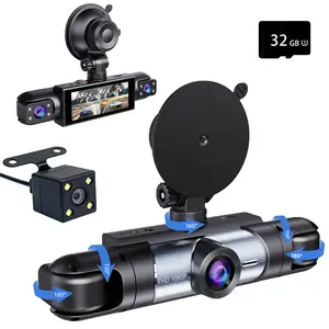 4 Channel 360° View Dash Cam, Dual STARVIS 2, 1080P+720P*3 Dashcam Front and Rear Inside Left Right, 8 IR Lights Night Vision, 4 Adjustable Lenses, Included 32GB Card (C312)