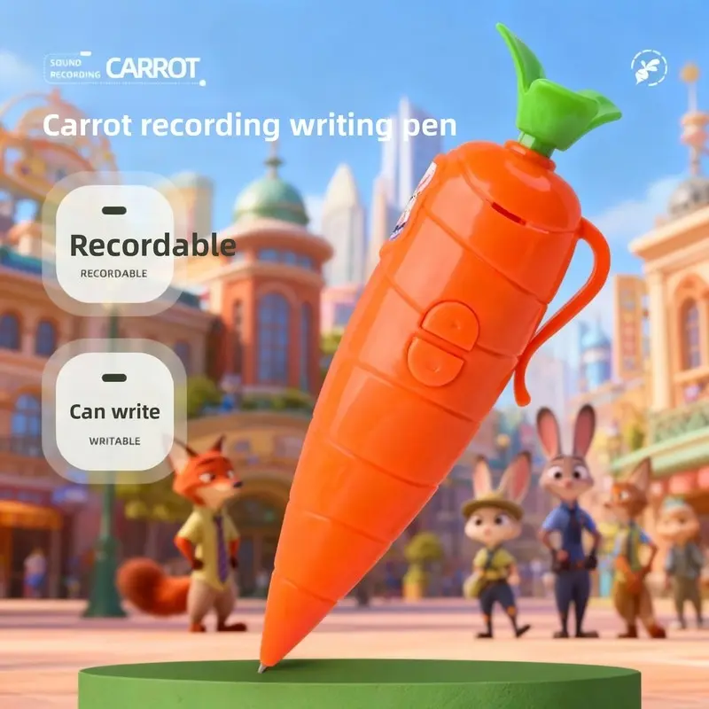 Zootopia Bunny Carrot Cute Voice Pen - Smart Voice Recorder + LED Ballpoint for Kids, BPA-Free & In Stock Now (Fun Gift for )