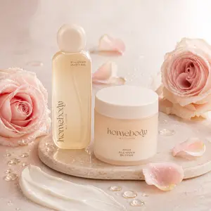 Homebody Body Care – Hydrating Body Oil, Moisturizing Body Butter & Skincare Set with Hyaluronic Acid & Niacinamide (Wish You Roses)