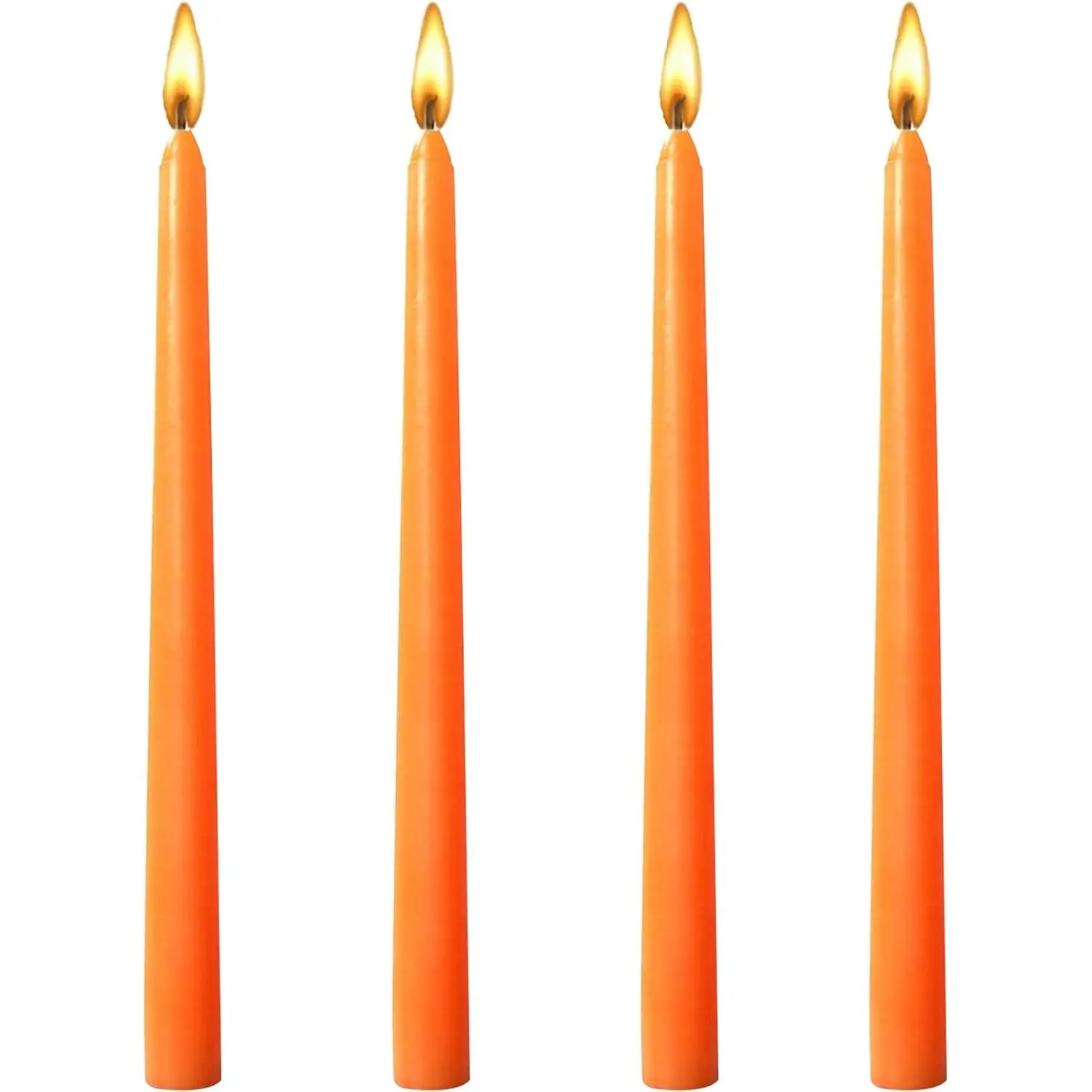 10 inch Taper Candles Set of 4 |7.5 hrs Clean  Unscented, for Wedding, Parties, Decor and Special Occasions,Long Candle Sticks, Spiral Candle Christmas Candles(10 INCH, Orange)
