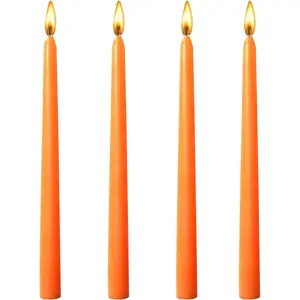10 inch Taper Candles Set of 4 |7.5 hrs Clean  Unscented, for Wedding, Parties, Decor and Special Occasions,Long Candle Sticks, Spiral Candle Christmas Candles(10 INCH, Orange)