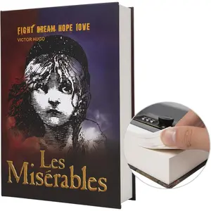 Real Paper Transfer Book Safe, Hollow with   Compartment, Combination Lock, 8.7"x6"x2" (Les Miserables-Combination)