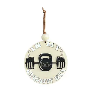 Wooden CrossFit Carcar charm /bag tag \ ornament “I’m In MY CrossFit Era” with kettlebell weights! **Please leave name to be engraved in notes section at checkout!!** Tree Decoration Decor Chirstams