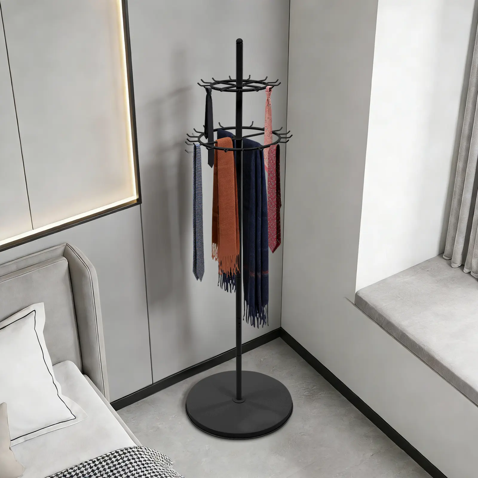 31 Hook Rotating Belt Rack 168cm for Clothing Store Scarf Tie Accessory Display Use