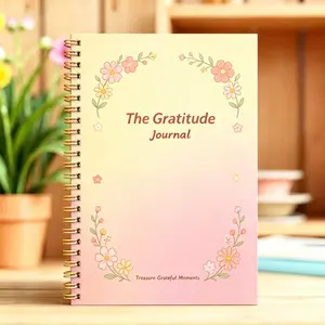 "Gratitude Journal" for Men and Women  5-Minute Daily Gratitude Practice, Yellow-Pink Gradient Floral Cover Design, Includes Inspirational Prompts and Quotes, Bringing More Joy, Affirmation, Mindfulness, and Reflection, Personalized Self-Care Birthday Gi