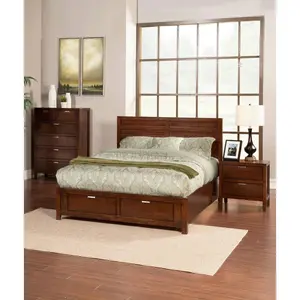 Alpine Furniture Carmel Eastern King Storage Bed, Cappuccino JR-07EK
