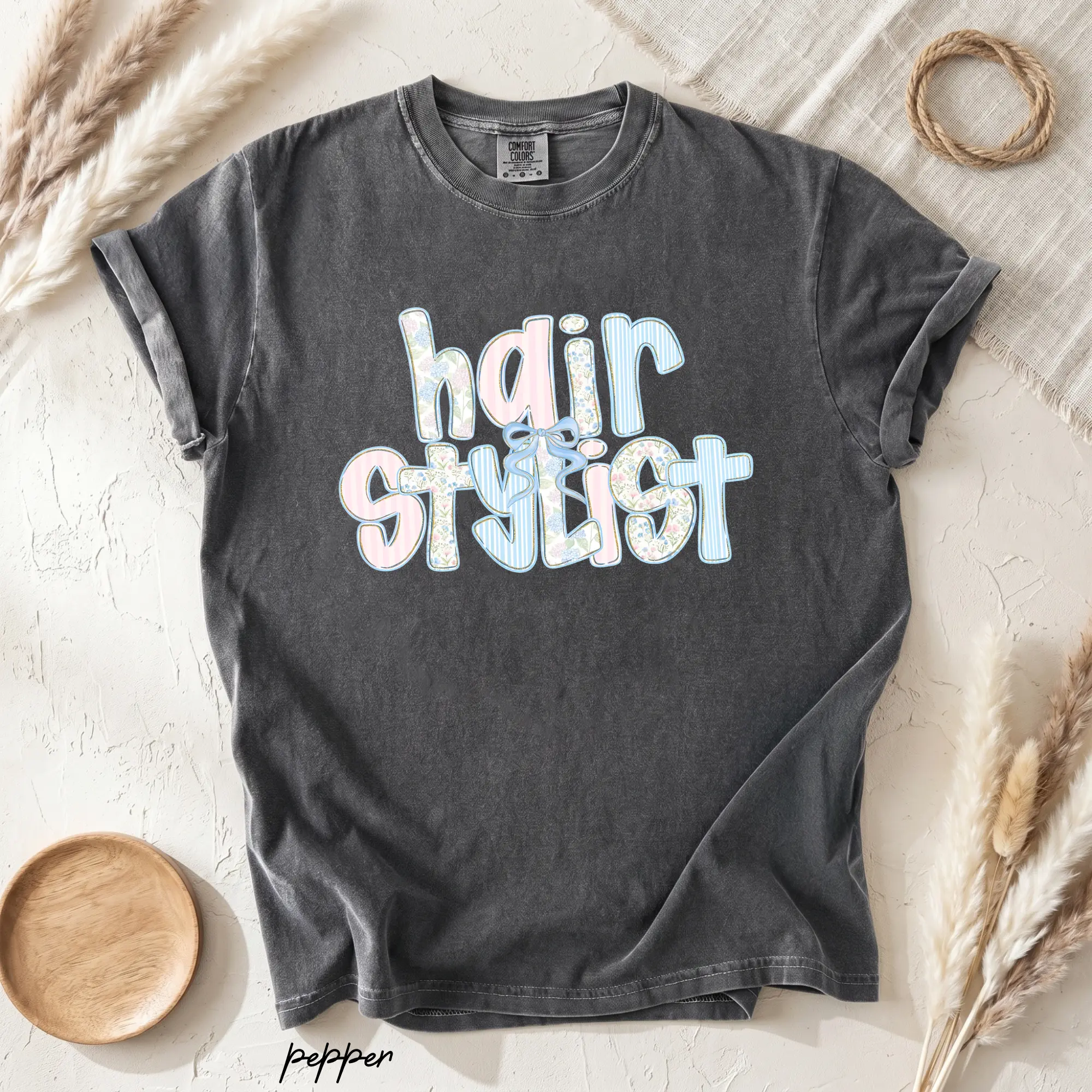 Comfort Colors Hair Stylist Shirt, Cute Pastel Hair Stylist Tee, Hairstylist Gift Idea, Salon Owner Shirt, Cosmetologist Aesthetic Tee, Hairdresser Floral Text Shirt