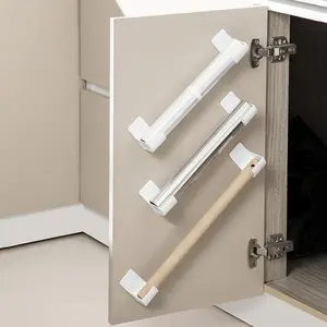 No Drilling Storage Rack for Cling Film Garbag, 4 Counts White Cabinet Side & Cooking Utensils Storage Rack, Side Storage Rack Set for Refrigerator, Kitchen Cabinet Organizers, Plastic Kitchen Organizer, Kitchen Rack Shelf, Cabinet Organizer Racks