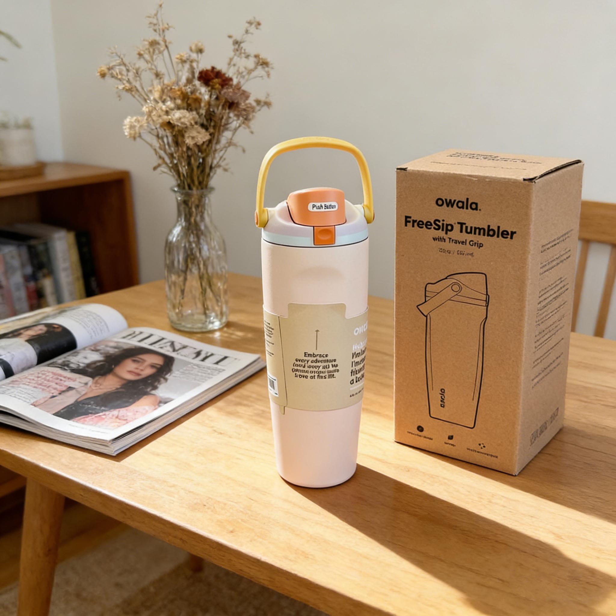 Owala 30oz FreeSip Insulated Water Bottle with Handle, Leakproof Stainless Steel Tumbler, Pastel Aesthetic, BPA-Free, Ideal for Gym, Travel & Everyday Hydration Drinkware Flasks Mug Bottled Portable toddler poinsettia black cherry can new pink travel mug