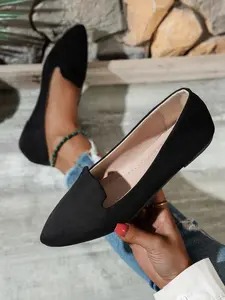 Velvet Wave Edge Loafers, Pointed Toe Flats, Simple Commuter Style, Soft and Versatile, Ideal for Daily Commute, Office, Casual Shopping
