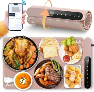AOLADY Smart Foldable Electric Food Warming Mat with App-Customizable Heating Modes,Adjustable Temperature, Full Surface Food Warming Mat，Portable Food Warmer for Gatherings, Parties, Everyday Use Coasters Tableware