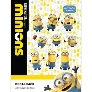 Despicable Me Minions Car Decals - Set of 9 Bob Stuart Kevin Stickers for Truck Water Bottle Bike Helmet Laptop Skateboard - Outdoor Rated Water Resistant Vinyl Decals