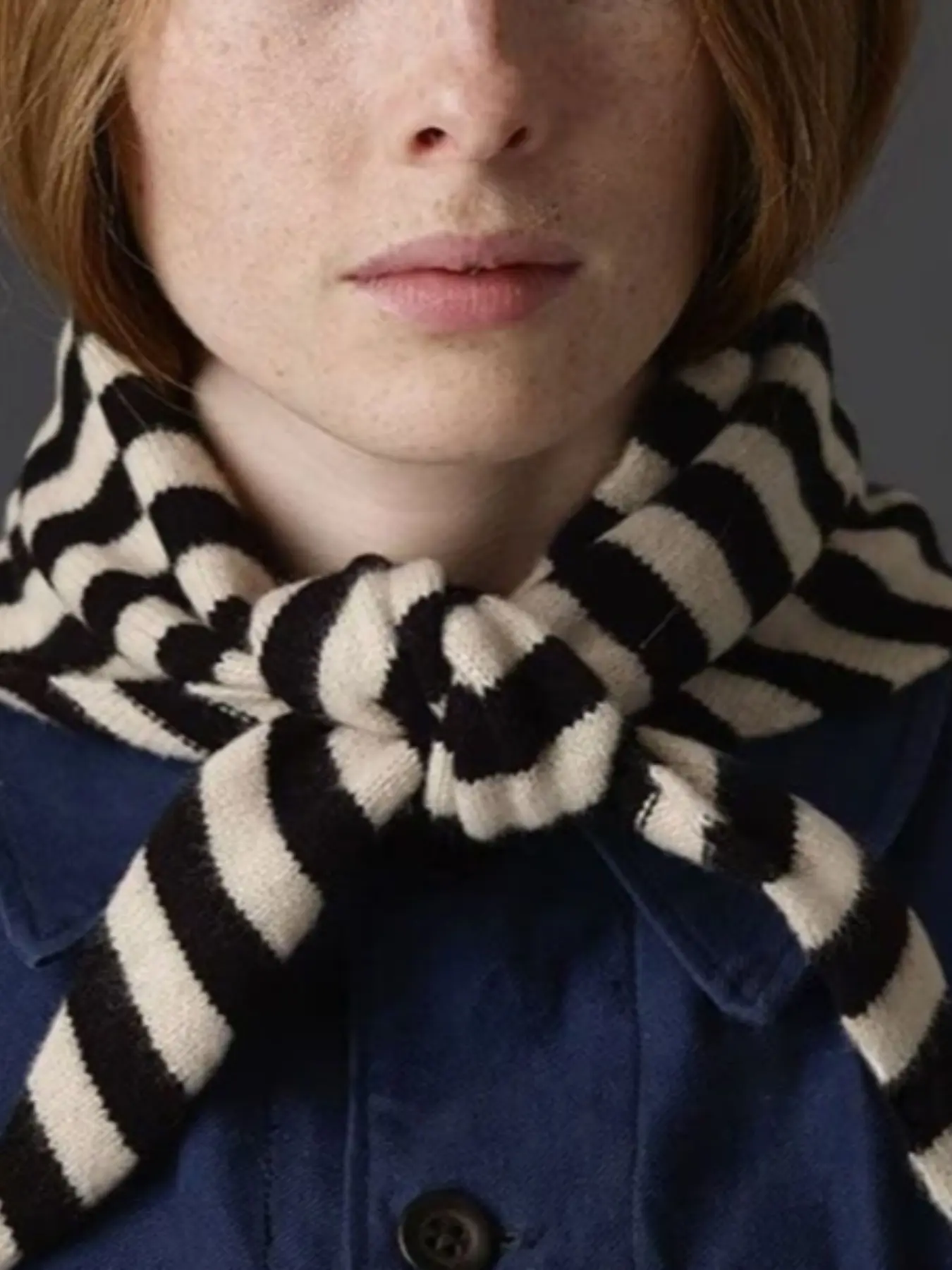 Women's Elegant Casual Winter Scarf, Striped Triangle Shawl 40x120cm, 100% Wool Knitted Hijab, New Fashion Accessory
