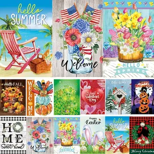 Seasonal Garden Flags Double Sided Outside Yard Flags Small Garden Flags For Outside Holiday Garden Flags For All Seasons Fall Winter Halloween Christmas Outdoor Flag