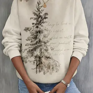 Classic Jesus Faith Printed Casual Pullover, Faith Inspired Cozy, Streetwear Luke 2:14 Bible Verse,  Christmas Pine Tree Graphic Sweatshirt, Unisex S-3XL - Menswear & Womenswear - Streetwear Tops - Casual Cotton Crewneck Polyester Sweatshir