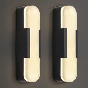 19.7"Dimmable LED Polished Wall Sconce With Alabaster Shade (Set Of 2)