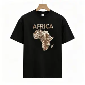Unisex Oversized Short-Sleeve Round Neck Tshirt - Ethnic Cultural Geometric African Map Tribal Print, Summer Casual Boho Streetwear, Father's Day Gift Option