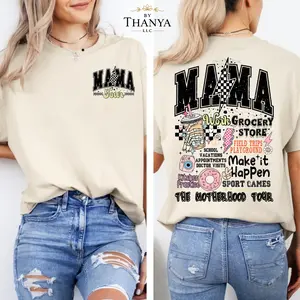Motherhood Tour T-Shirt – Mama Tour Back Graphic Tee, Busy Mom Life Make It Happen Shirt, Mother’s Day Gift for Moms