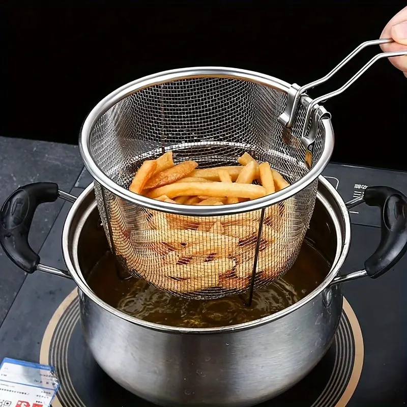 1pc Frying Net, Fence, Noodle Spoon, Frying Net, Frying Basket, Frying Leaky Net - Upgrade Your Kitchen with This Foldable Frying Strainer Basket