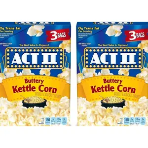 ACT II, Microwave Popcorn, Buttery Kettle Corn, 2.75-oz. Bags, 3 Ct (Pack of 2)
