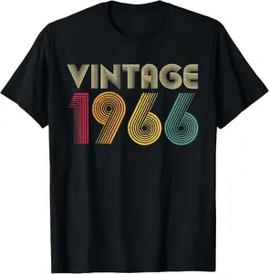100% Cotton Vintage 1966 60th Birthday Gift Retro 60 Years Old T-Shirt