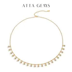 Women's Luxury Real Moissanite Chain - VVS1 Grade D Color Full Synthetic Gemstone Necklace, Ideal for Weddings, Wedding Gift (N016)