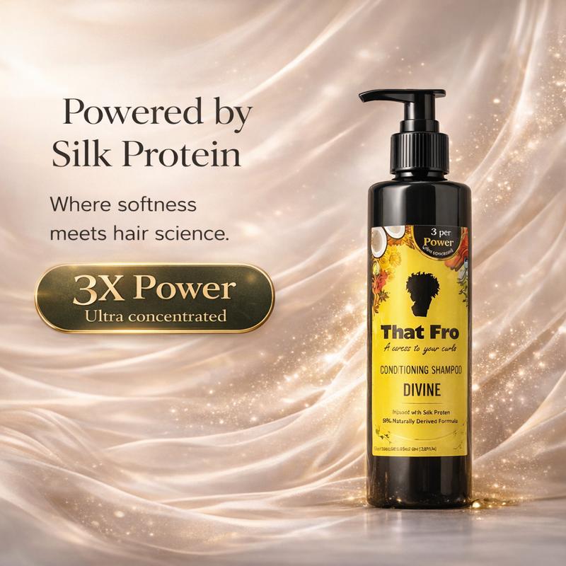 "Divine - A detangling shampoo powered by silk protein with a special rose fragrance"