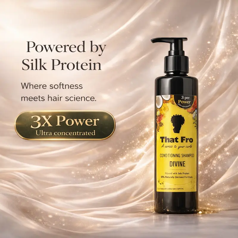 "Divine - A detangling shampoo powered by silk protein with a special rose fragrance"