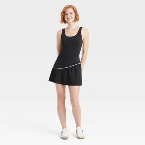 Women's Knit Asymmetrical Pleated Active Dress - JoyLab
