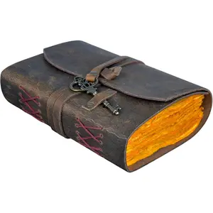 Leather Journal Notebook 7x5 Inch -  Leather Bound Diary for Men & Women with Antique Deckle Edge Paper - Travel Journal, Sketchbook, Spell Book, Grimoire, Rustic , Daily Planner