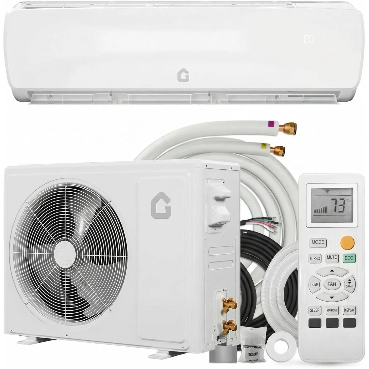 12000 BTU Mini Split AC & Heat Pump, 19 SEER2 Inverter, 230V, 6 Modes, Cools 750 Sq. Ft, Install Kit