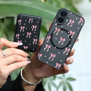 Bow Magnetic Skin Feel Card Holder Phone Case Cover for iPhone, Durable Protection, Ideal Gift for Men and Women, Perfect for Holidays and Birthdays
