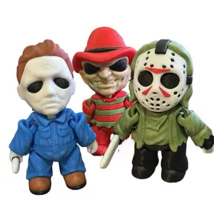 Figurine Ornaments HORROR ICONS PACK MULTICOLOR FLEXIS Classic Horror Movie Character 3D Horror Movie Unique Collection of Home Desk and Accessories figure Figurines Decor Desktop spooky halloween