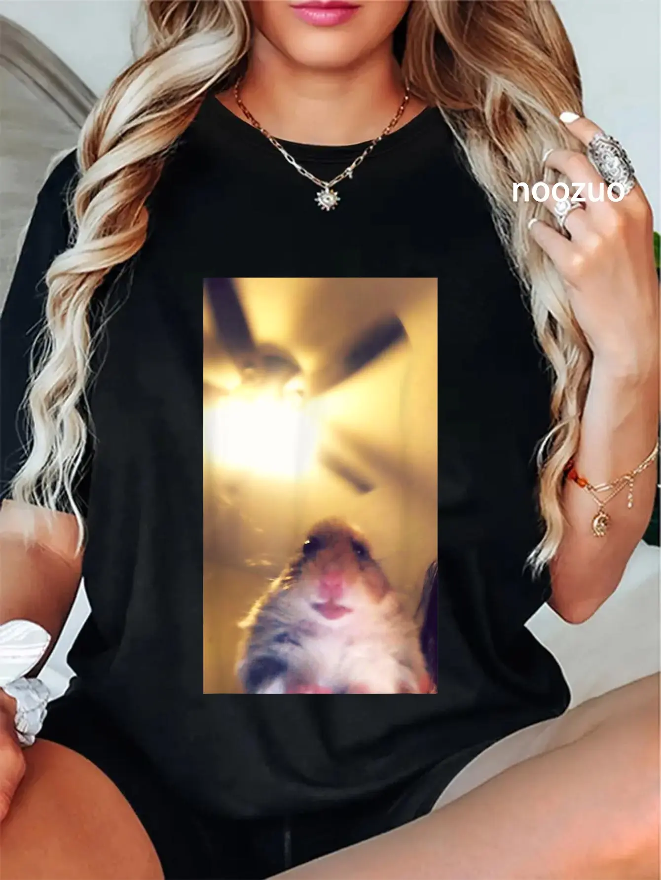 100% Cotton Meme Hamster Staring Front Camera T-Shirt