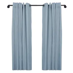 Rods UTOPIA ALLEY D192Z Metal Wall-Mounted 1in Industrial Adjustable Curtain Rod, 28"-48" Wrap Around for Blackout Curtains, Heavy-Duty Construction, Indoor/Outdoor, Rustic Look, Matte Black