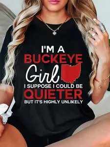 100% Cotton Unisex Im A Buckeye Girl Shirt Ohio State For Women T-Shirt T-Shirt