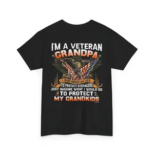 Veteran Grandpa T-Shirt – Patriotic Military Grandfather Tee-protect My Grandkids American Pride Shirt