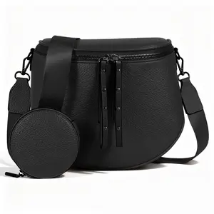 Women's Saddle Crossbody Bag, Genuine Leather Large Capacity Shoulder Bag with Detachable Coin Purse, Waterproof Adjustable Strap, Perfect for Travel, Daily Outings, Shopping – Ideal Birthday/Christmas Gift for Her