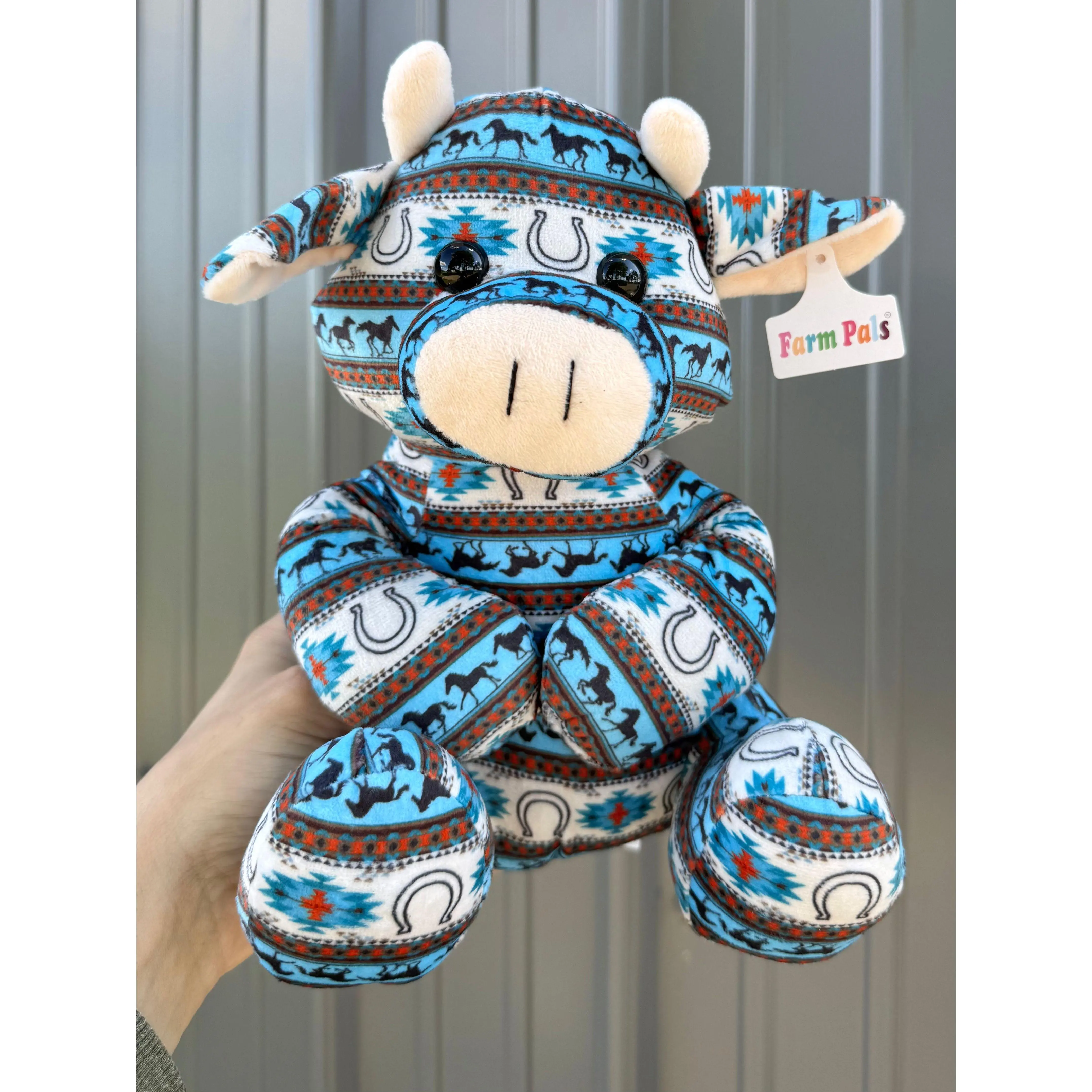 Cowboy Horseshoe Aztec Sitting Cow Plushie