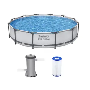Bestway Steel Pro MAX 12 Foot by 30 Inch Above Ground Swimming Pool Set