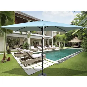 6x9ft Rectangle Outdoor Patio Umbrella with Crank Lift & Push-Button Tilt Waterproof UPF40+ Sun Shade Wind-Resistant Canopy for Backyard Poolside Deck