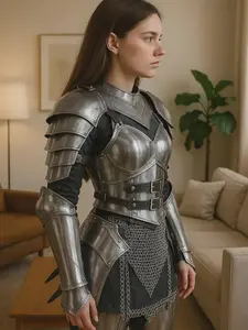 Handmade Women's Medieval Armor Set: Steel Breastplate Chainmail LARP Costume