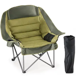 Spacious Folding Camping Chair, 38.97" Wide Heavy Duty Chair with 450Lbs Capacity, 600D Oxford Fabric, Comfortable for Long Sitting, Outdoor Concert Glamping