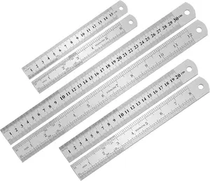 3 count Stainless Steel Ruler Set - 6, 8, 12 Inch, Inch & Metric, Machinist, School, Office, , Engineer, Craft